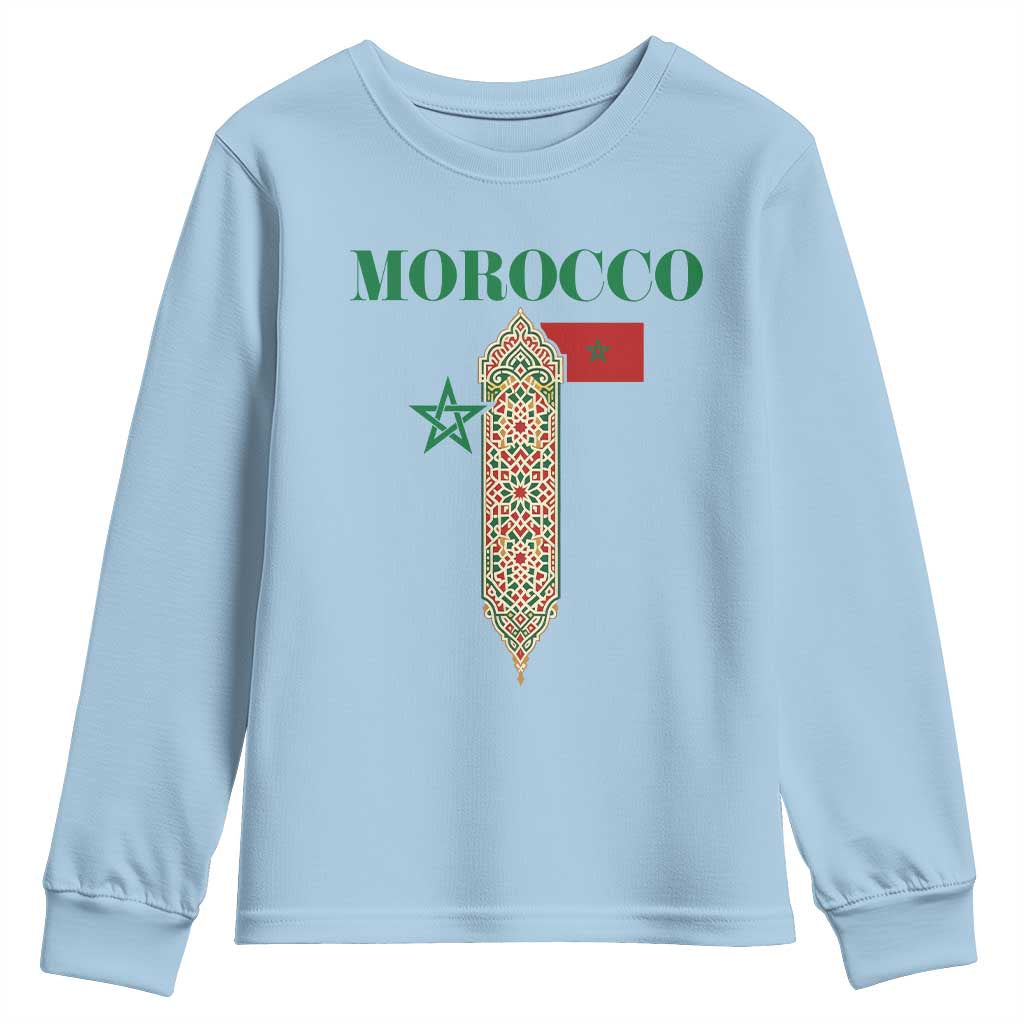 Traditional Moroccan Mosaic Archway Graphic Youth Sweatshirt Morocco Architecture Tile Pattern