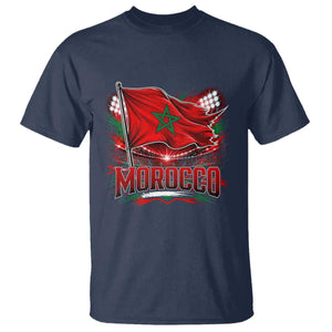 Waving Morocco Flag Stadium Lights T Shirt Patriotic Moroccan Soccer Fans