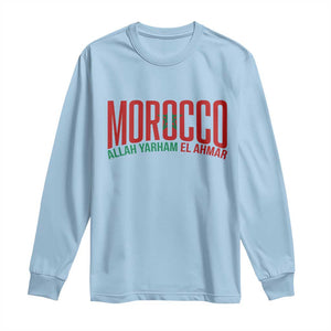 Morocco Flag Pride Allah Yarham El Ahmar Long Sleeve Shirt Moroccan Soccer Football Fans Gift