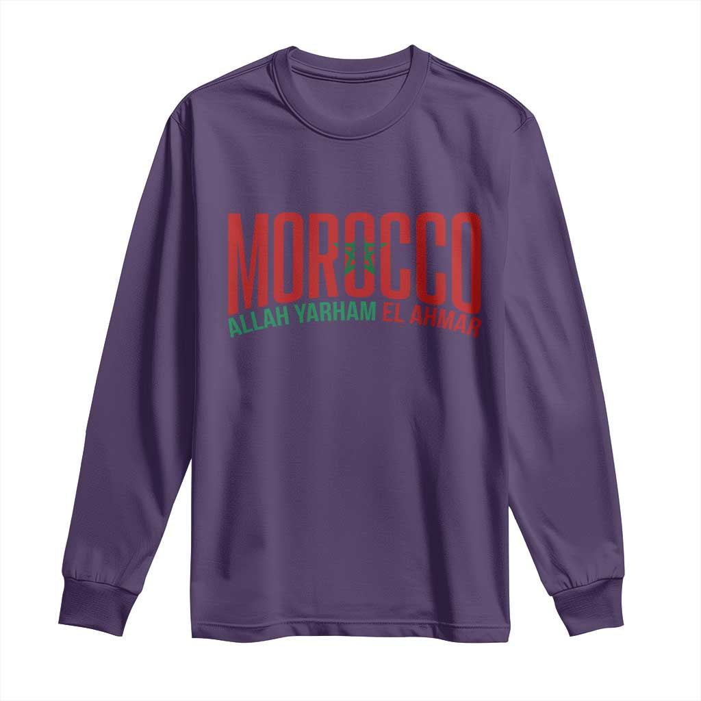 Morocco Flag Pride Allah Yarham El Ahmar Long Sleeve Shirt Moroccan Soccer Football Fans Gift