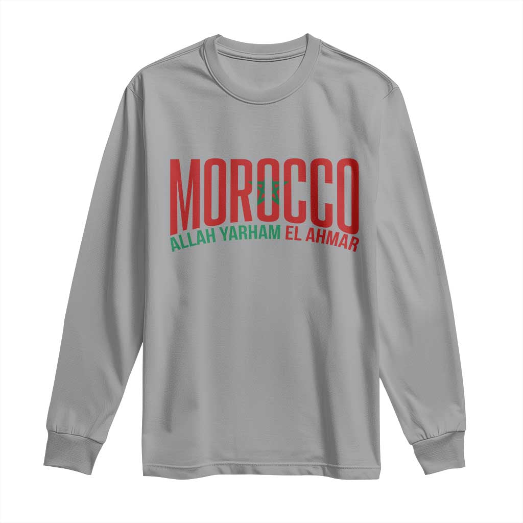 Morocco Flag Pride Allah Yarham El Ahmar Long Sleeve Shirt Moroccan Soccer Football Fans Gift