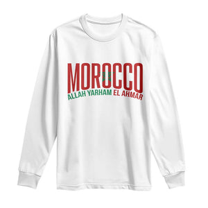 Morocco Flag Pride Allah Yarham El Ahmar Long Sleeve Shirt Moroccan Soccer Football Fans Gift