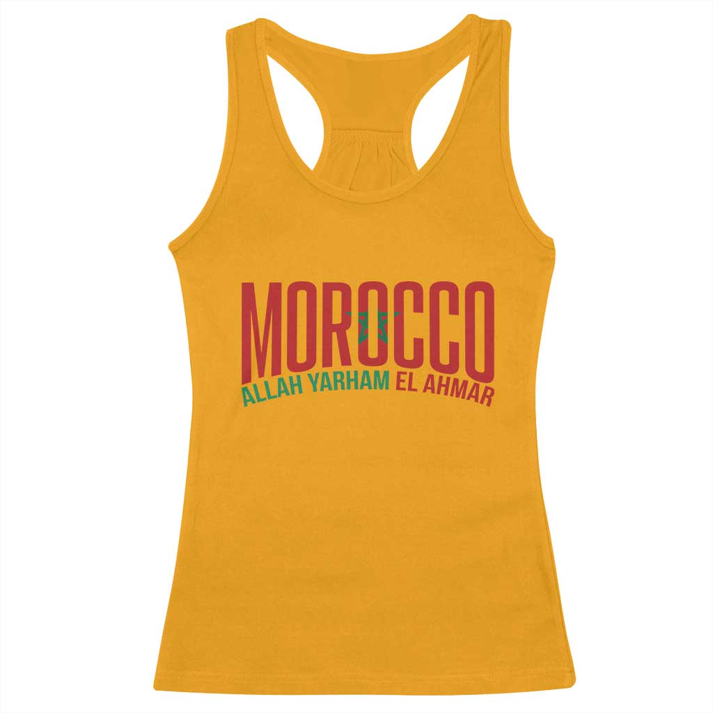 Morocco Flag Pride Allah Yarham El Ahmar Racerback Tank Top Moroccan Soccer Football Fans Gift