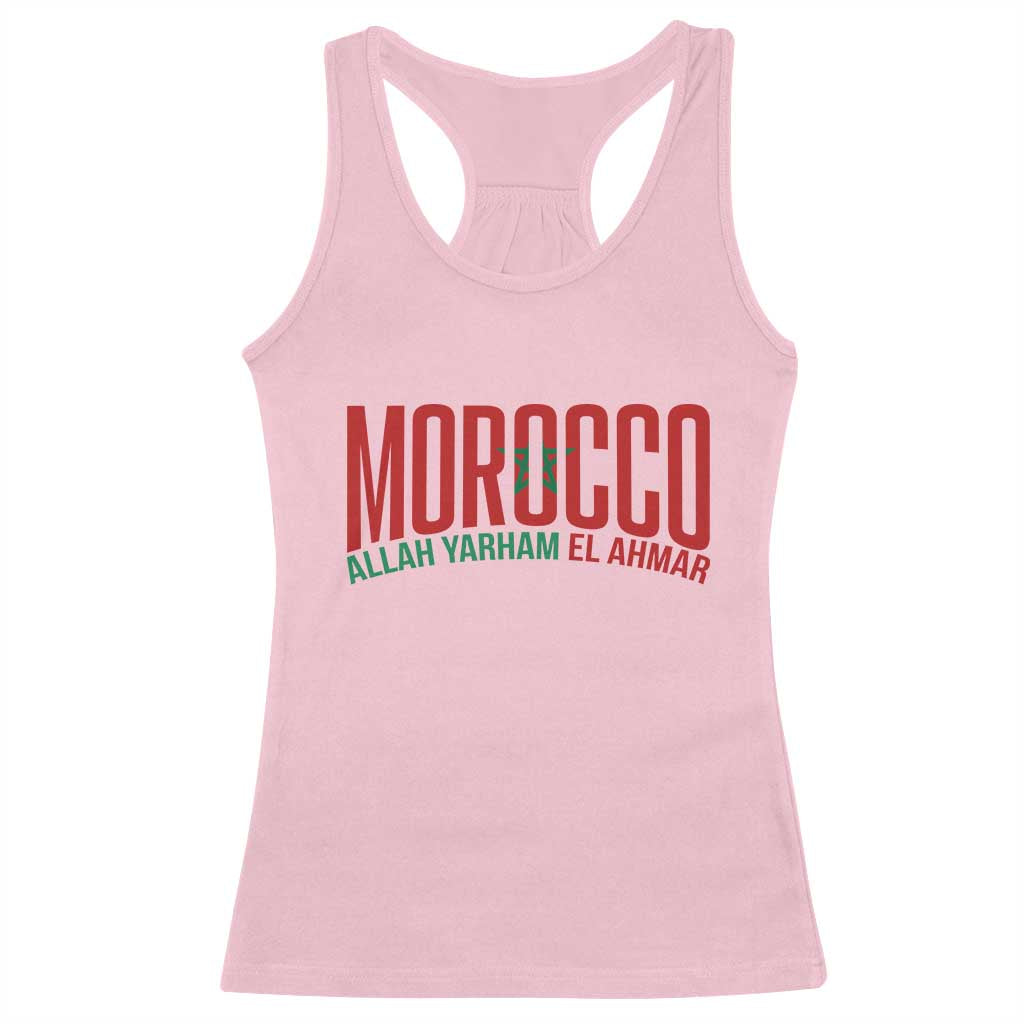 Morocco Flag Pride Allah Yarham El Ahmar Racerback Tank Top Moroccan Soccer Football Fans Gift