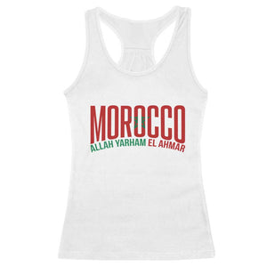 Morocco Flag Pride Allah Yarham El Ahmar Racerback Tank Top Moroccan Soccer Football Fans Gift