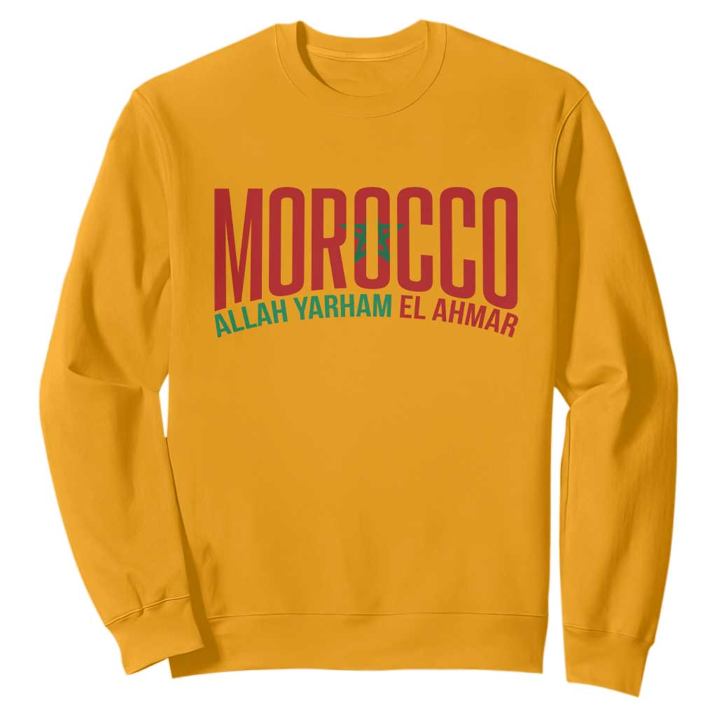 Morocco Flag Pride Allah Yarham El Ahmar Sweatshirt Moroccan Soccer Football Fans Gift