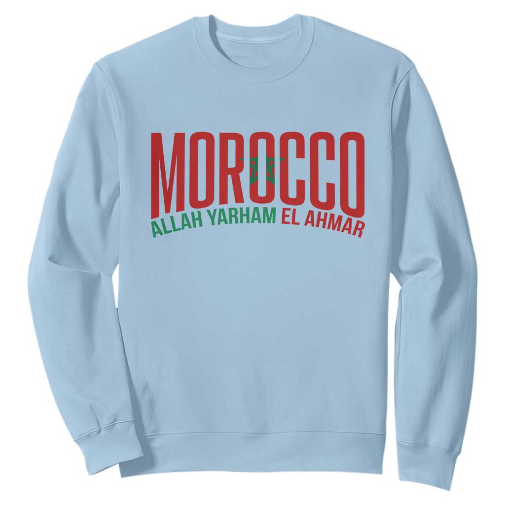 Morocco Flag Pride Allah Yarham El Ahmar Sweatshirt Moroccan Soccer Football Fans Gift