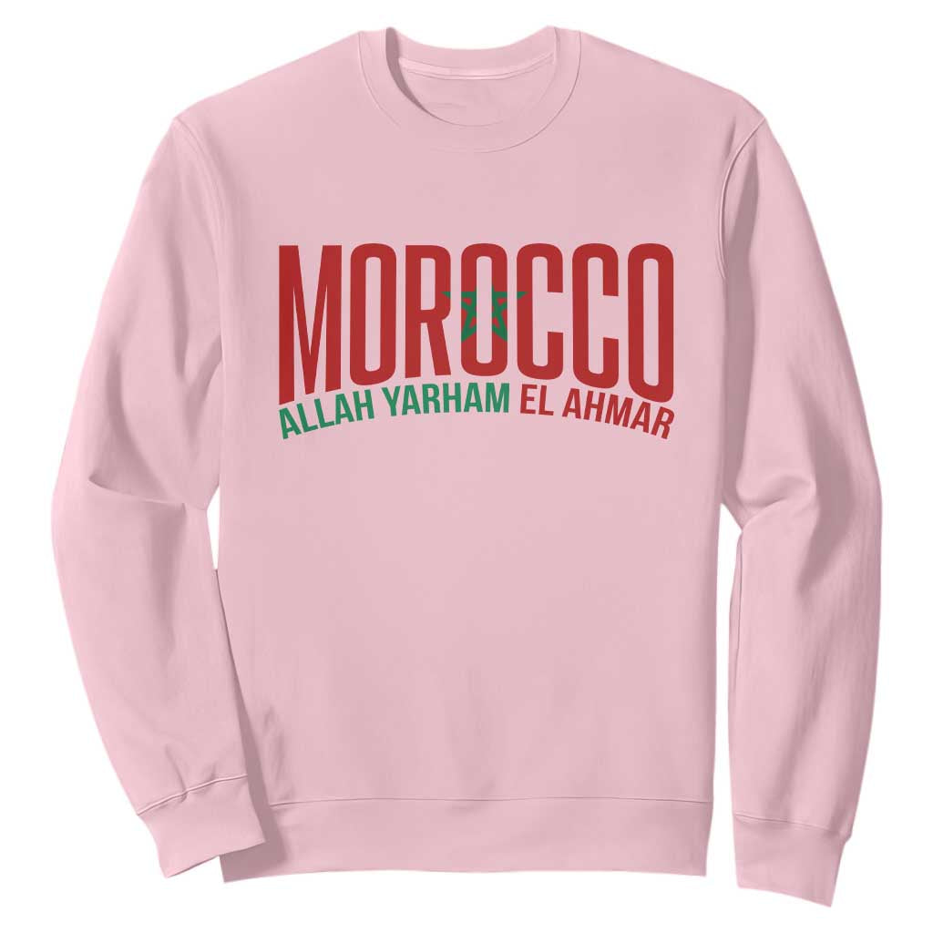 Morocco Flag Pride Allah Yarham El Ahmar Sweatshirt Moroccan Soccer Football Fans Gift