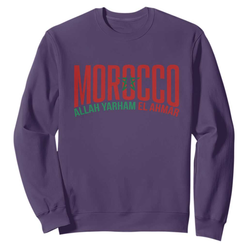 Morocco Flag Pride Allah Yarham El Ahmar Sweatshirt Moroccan Soccer Football Fans Gift