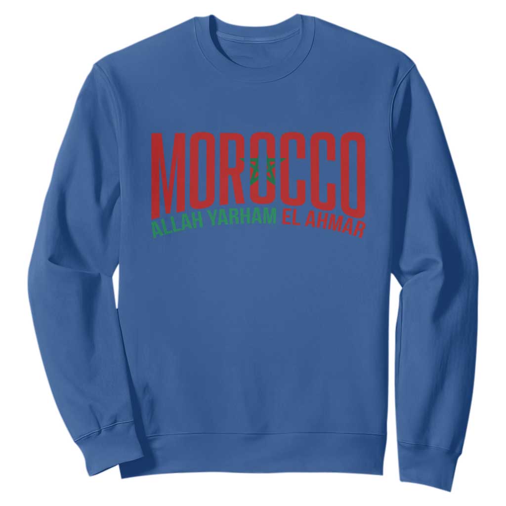 Morocco Flag Pride Allah Yarham El Ahmar Sweatshirt Moroccan Soccer Football Fans Gift