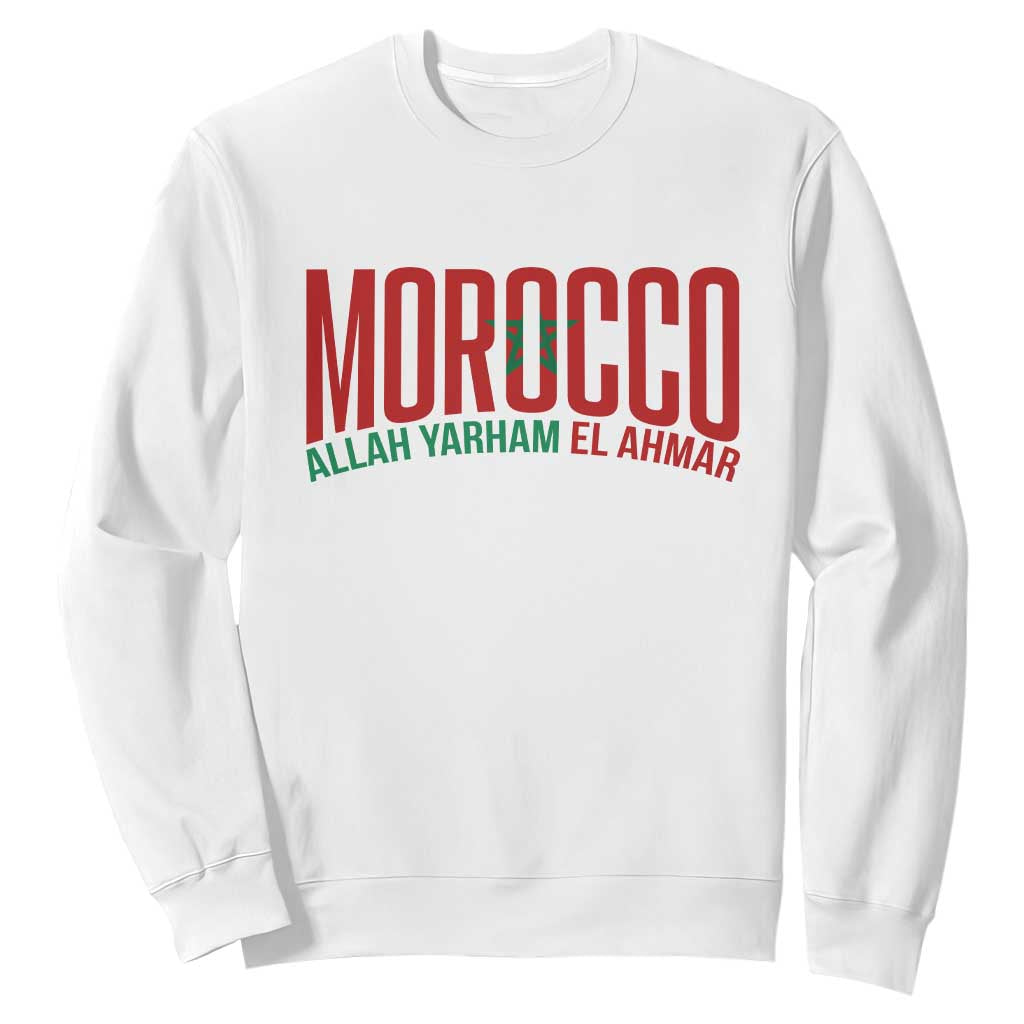 Morocco Flag Pride Allah Yarham El Ahmar Sweatshirt Moroccan Soccer Football Fans Gift