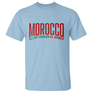 Morocco Flag Pride Allah Yarham El Ahmar T Shirt Moroccan Soccer Football Fans Gift