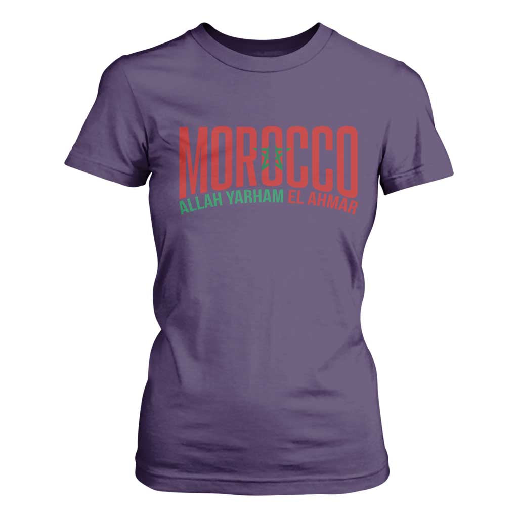 Morocco Flag Pride Allah Yarham El Ahmar T Shirt For Women Moroccan Soccer Football Fans Gift