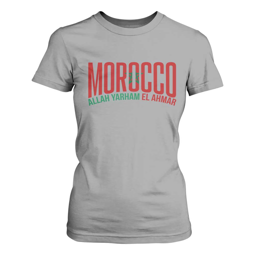 Morocco Flag Pride Allah Yarham El Ahmar T Shirt For Women Moroccan Soccer Football Fans Gift