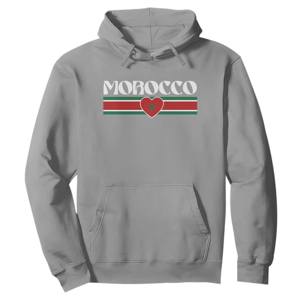 Love Morocco Retro Stripe Graphic Hoodie Maroc Moroccan Flag Heart