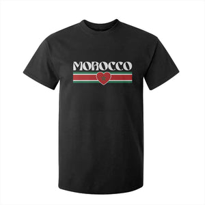 Love Morocco Retro Stripe Graphic T Shirt For Kid Maroc Moroccan Flag Heart