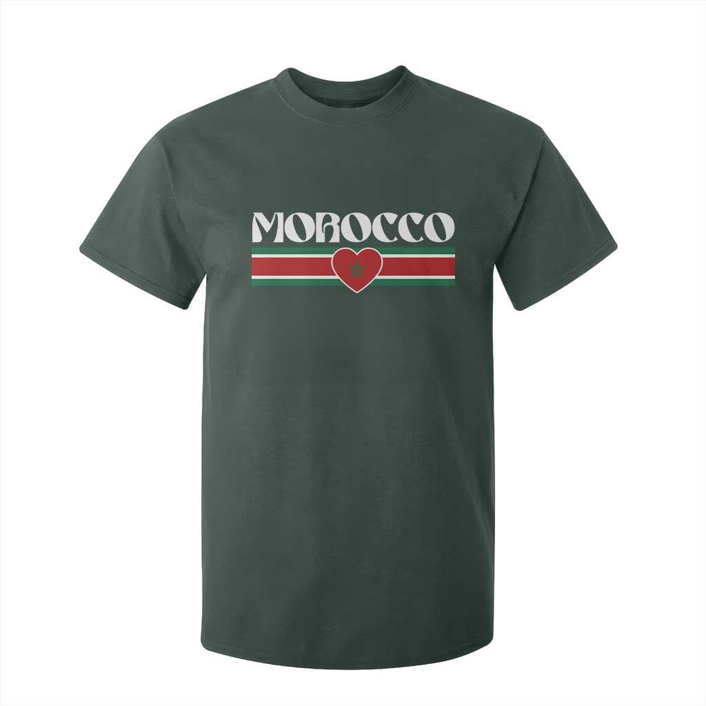 Love Morocco Retro Stripe Graphic T Shirt For Kid Maroc Moroccan Flag Heart