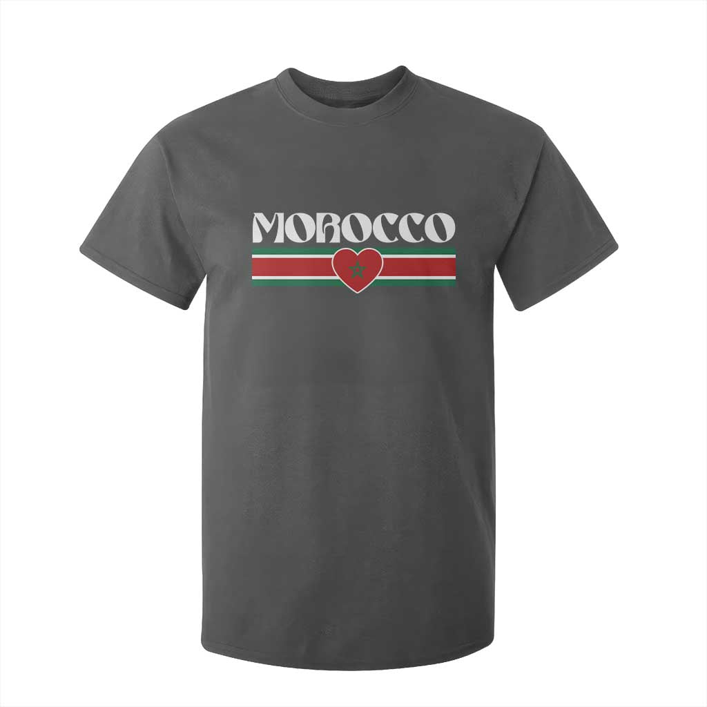 Love Morocco Retro Stripe Graphic T Shirt For Kid Maroc Moroccan Flag Heart