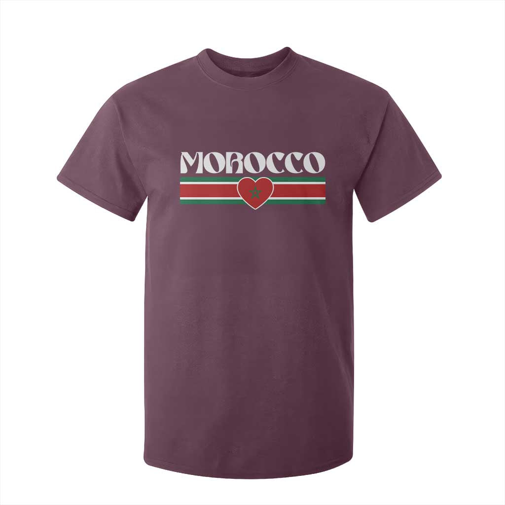 Love Morocco Retro Stripe Graphic T Shirt For Kid Maroc Moroccan Flag Heart