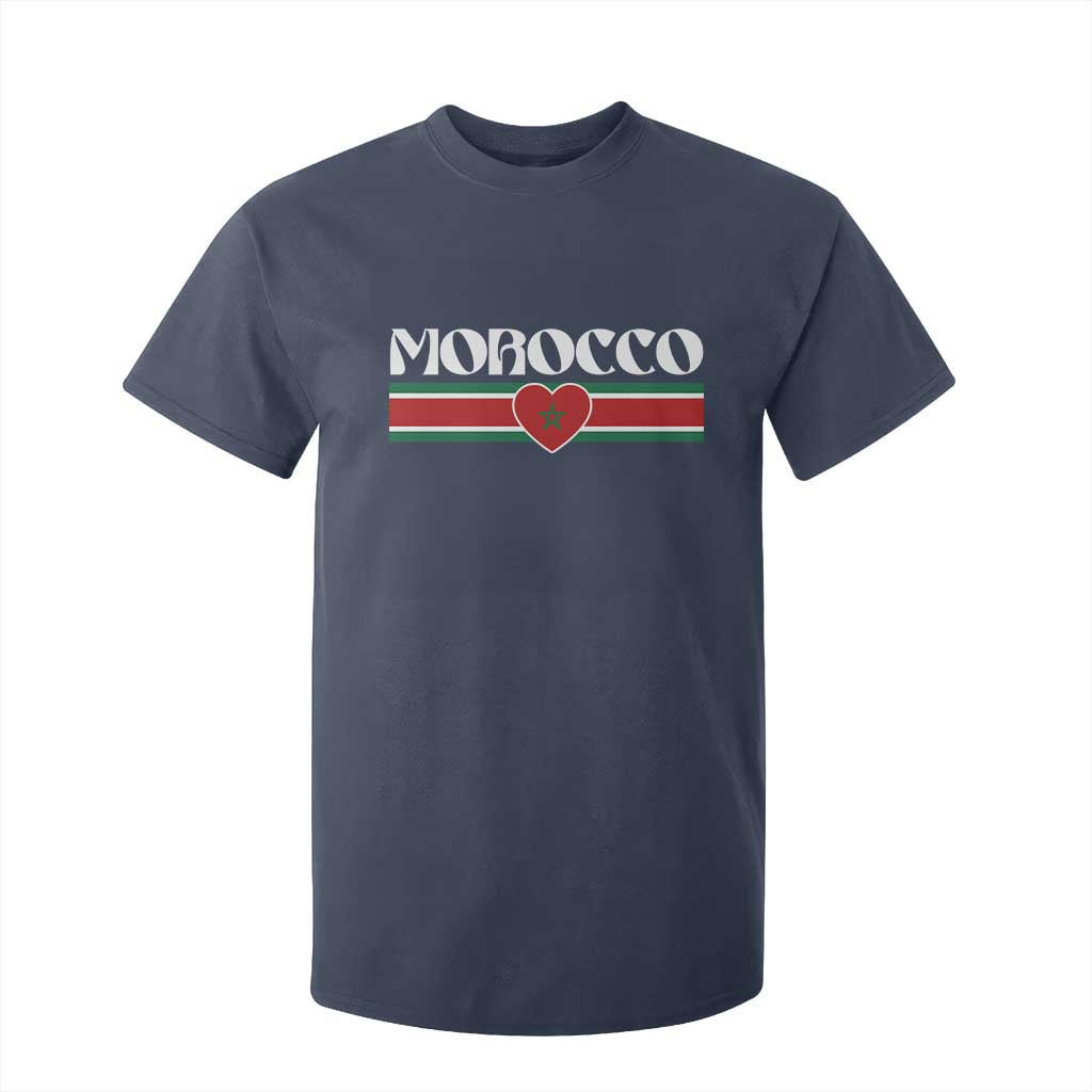 Love Morocco Retro Stripe Graphic T Shirt For Kid Maroc Moroccan Flag Heart