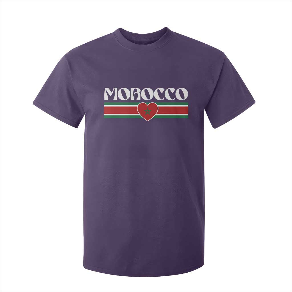 Love Morocco Retro Stripe Graphic T Shirt For Kid Maroc Moroccan Flag Heart