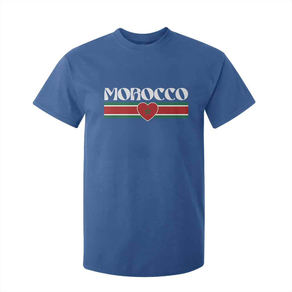 Love Morocco Retro Stripe Graphic T Shirt For Kid Maroc Moroccan Flag Heart