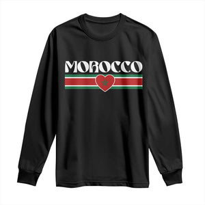Love Morocco Retro Stripe Graphic Long Sleeve Shirt Maroc Moroccan Flag Heart