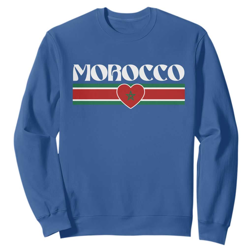 Love Morocco Retro Stripe Graphic Sweatshirt Maroc Moroccan Flag Heart