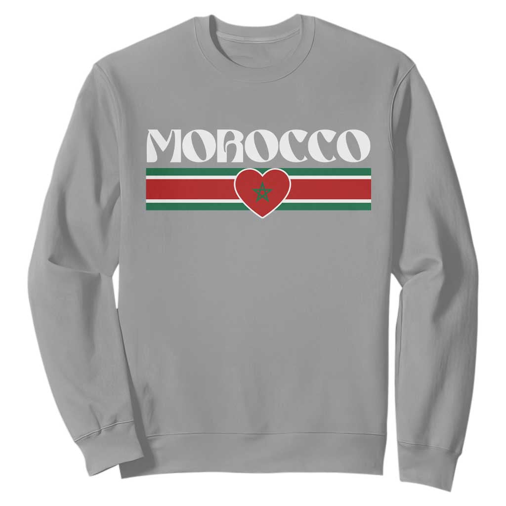Love Morocco Retro Stripe Graphic Sweatshirt Maroc Moroccan Flag Heart