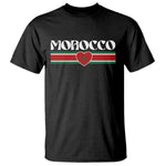 Love Morocco Retro Stripe Graphic T Shirt Maroc Moroccan Flag Heart
