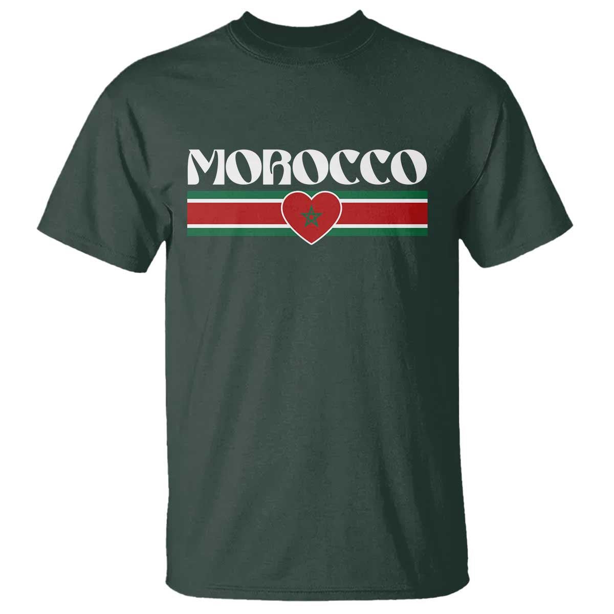 Love Morocco Retro Stripe Graphic T Shirt Maroc Moroccan Flag Heart