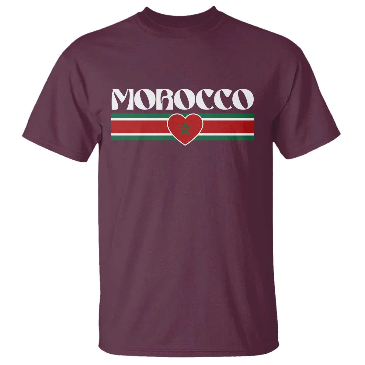 Love Morocco Retro Stripe Graphic T Shirt Maroc Moroccan Flag Heart