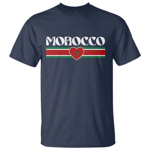 Love Morocco Retro Stripe Graphic T Shirt Maroc Moroccan Flag Heart