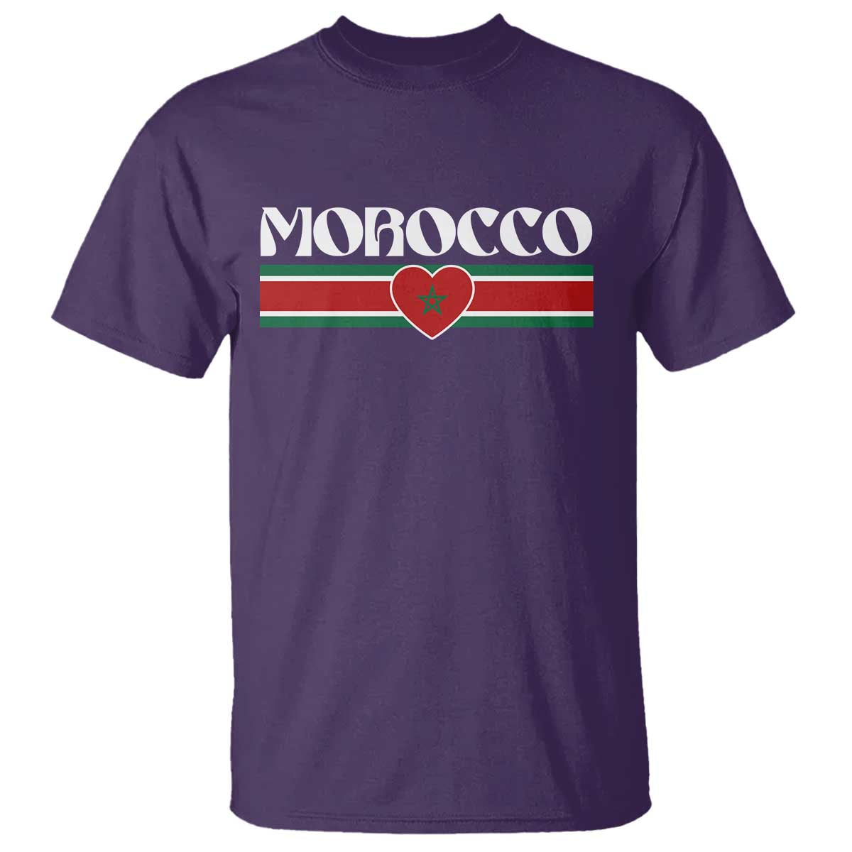 Love Morocco Retro Stripe Graphic T Shirt Maroc Moroccan Flag Heart