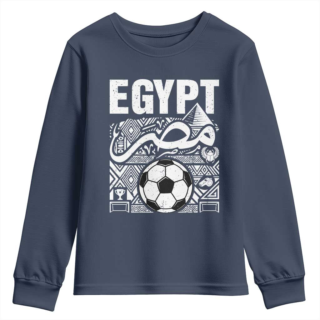 Egypt Soccer Misr Pride Arabic Calligraphy Youth Sweatshirt Egyptian Football Fans Ancient Pyramid Heritage Graphic