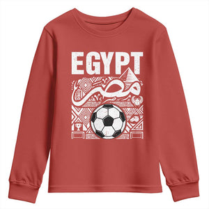 Egypt Soccer Misr Pride Arabic Calligraphy Youth Sweatshirt Egyptian Football Fans Ancient Pyramid Heritage Graphic