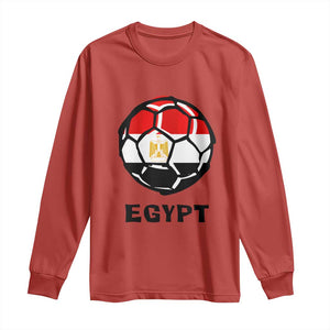 Egyptian Flag Soccer Ball Graphic Long Sleeve Shirt Egypt Pride Sports Football Fans Match Day