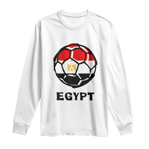 Egyptian Flag Soccer Ball Graphic Long Sleeve Shirt Egypt Pride Sports Football Fans Match Day