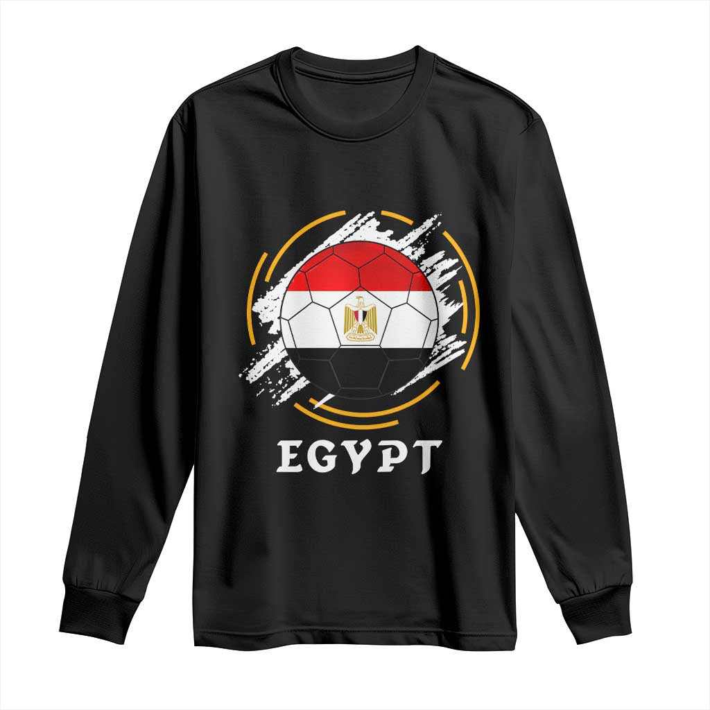 Egyptian Flag Soccer Ball Splatter Graphic Long Sleeve Shirt Egypt Pride Sports Football Fans Match Day