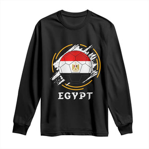 Egyptian Flag Soccer Ball Splatter Graphic Long Sleeve Shirt Egypt Pride Sports Football Fans Match Day
