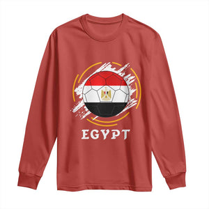 Egyptian Flag Soccer Ball Splatter Graphic Long Sleeve Shirt Egypt Pride Sports Football Fans Match Day