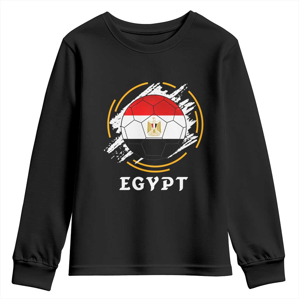 Egyptian Flag Soccer Ball Splatter Graphic Youth Sweatshirt Egypt Pride Sports Football Fans Match Day