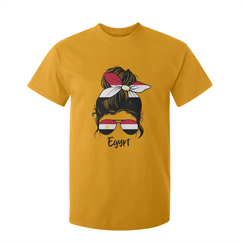 Egyptian Flag Messy Bun Girl T Shirt For Kid Patriotic Egypt Women