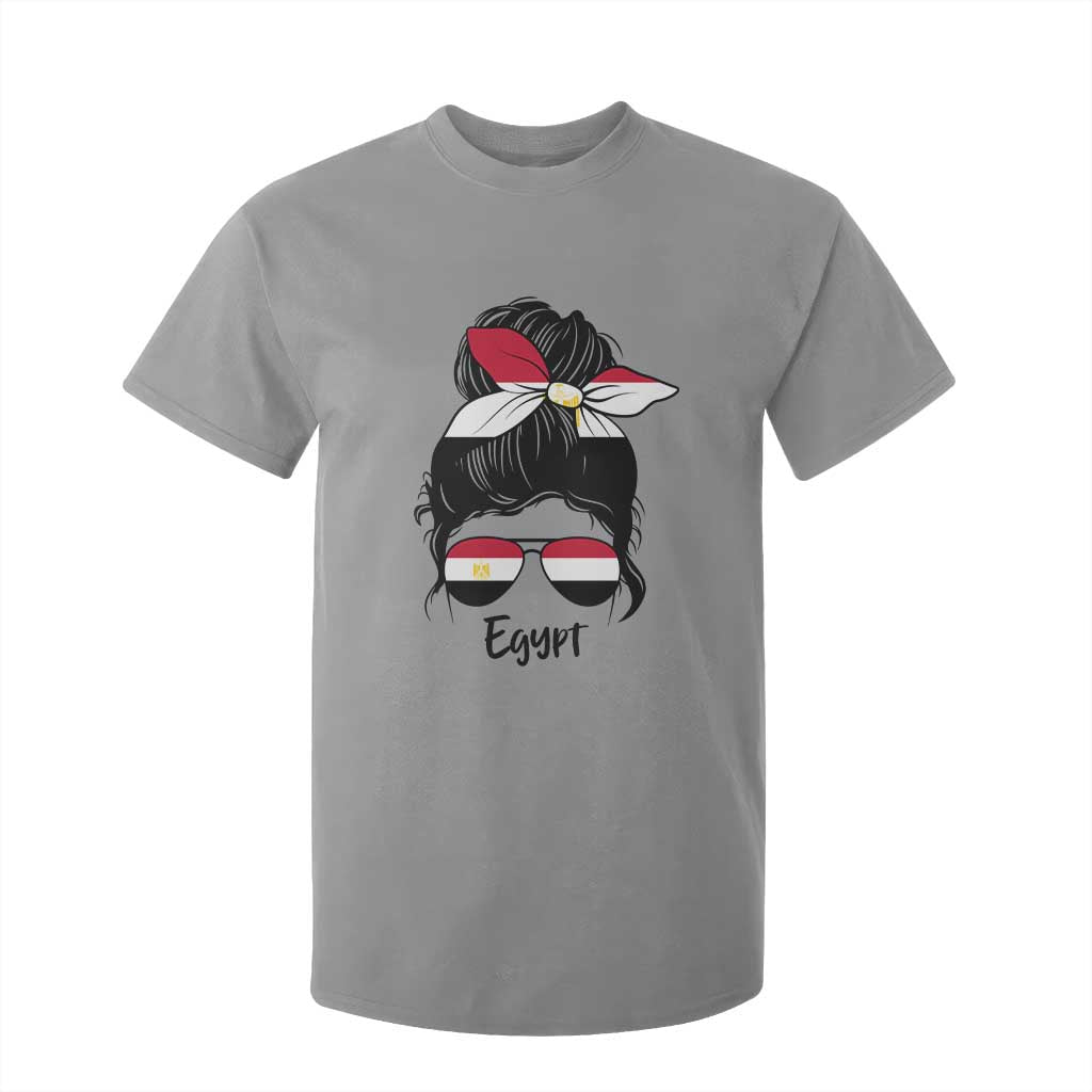 Egyptian Flag Messy Bun Girl T Shirt For Kid Patriotic Egypt Women