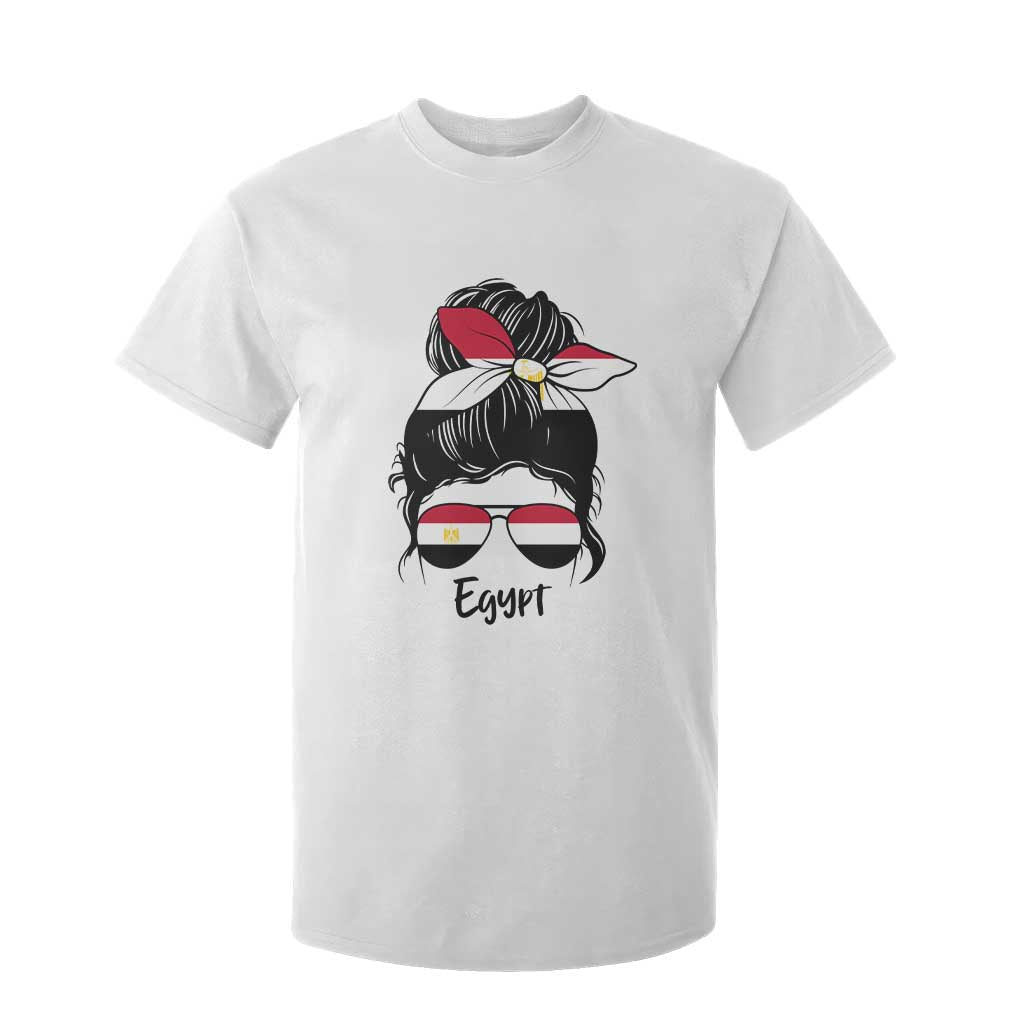 Egyptian Flag Messy Bun Girl T Shirt For Kid Patriotic Egypt Women
