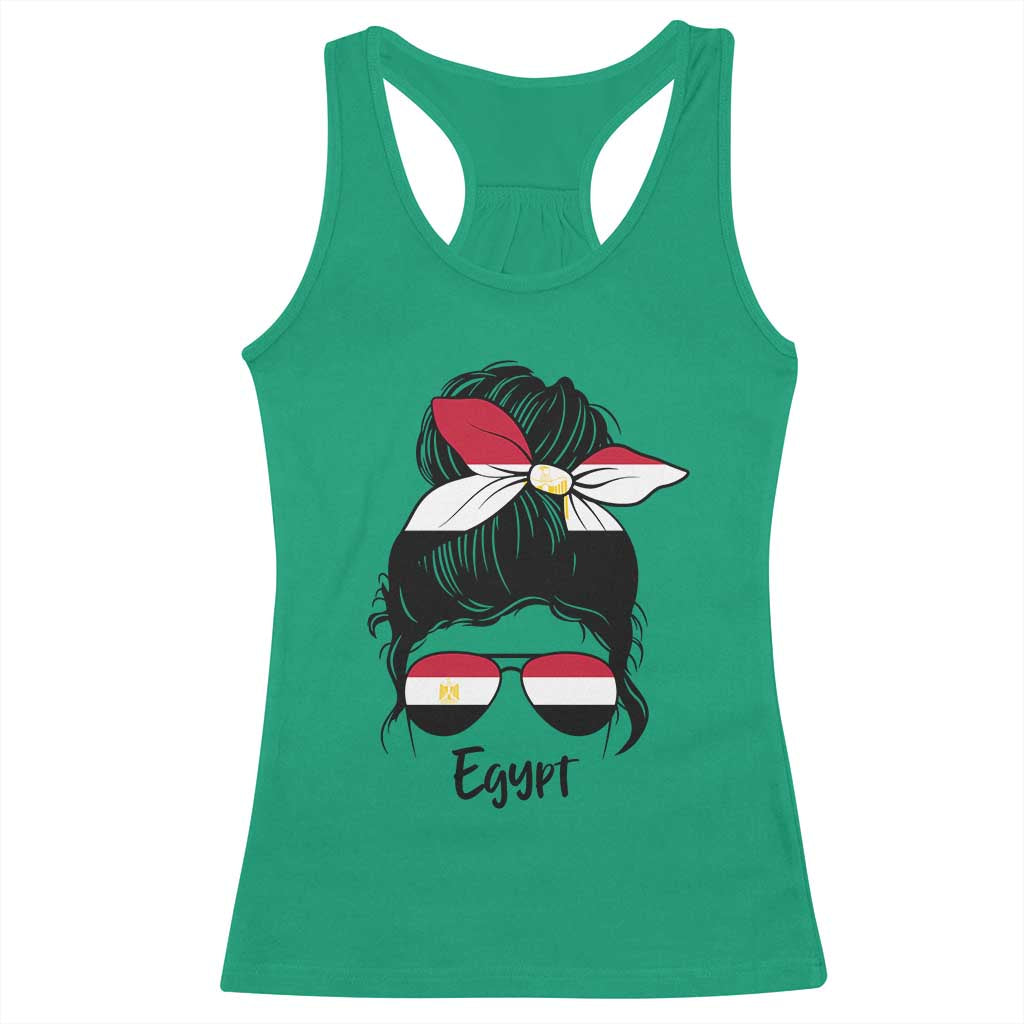 Egyptian Flag Messy Bun Girl Racerback Tank Top Patriotic Egypt Women