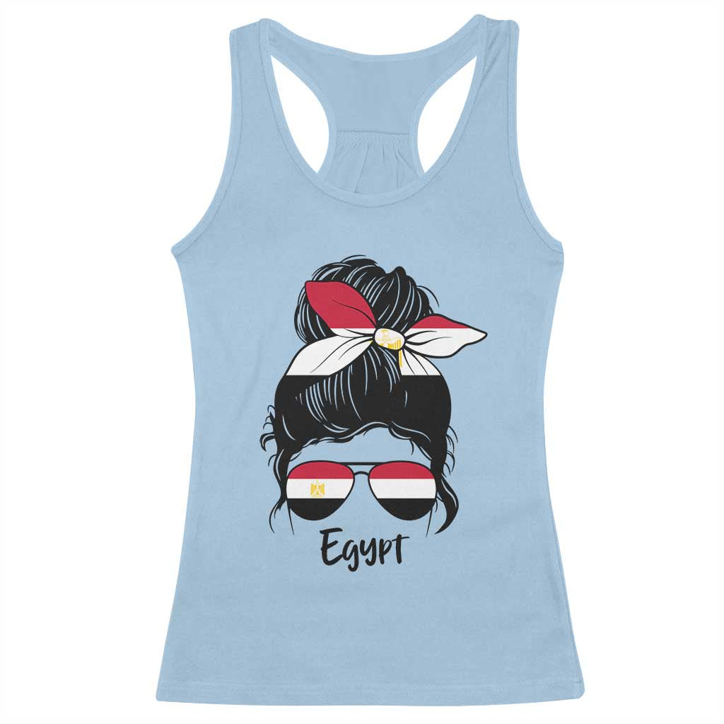 Egyptian Flag Messy Bun Girl Racerback Tank Top Patriotic Egypt Women
