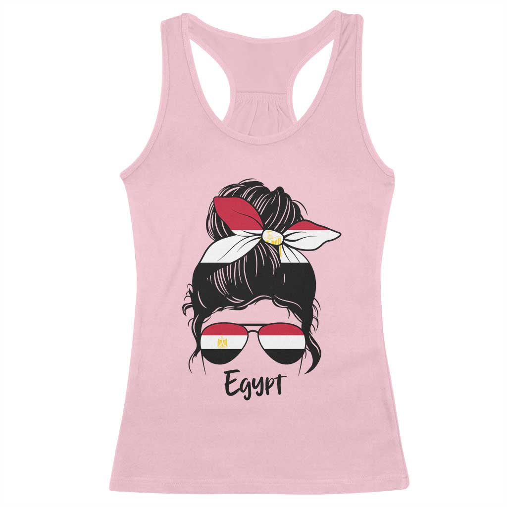 Egyptian Flag Messy Bun Girl Racerback Tank Top Patriotic Egypt Women
