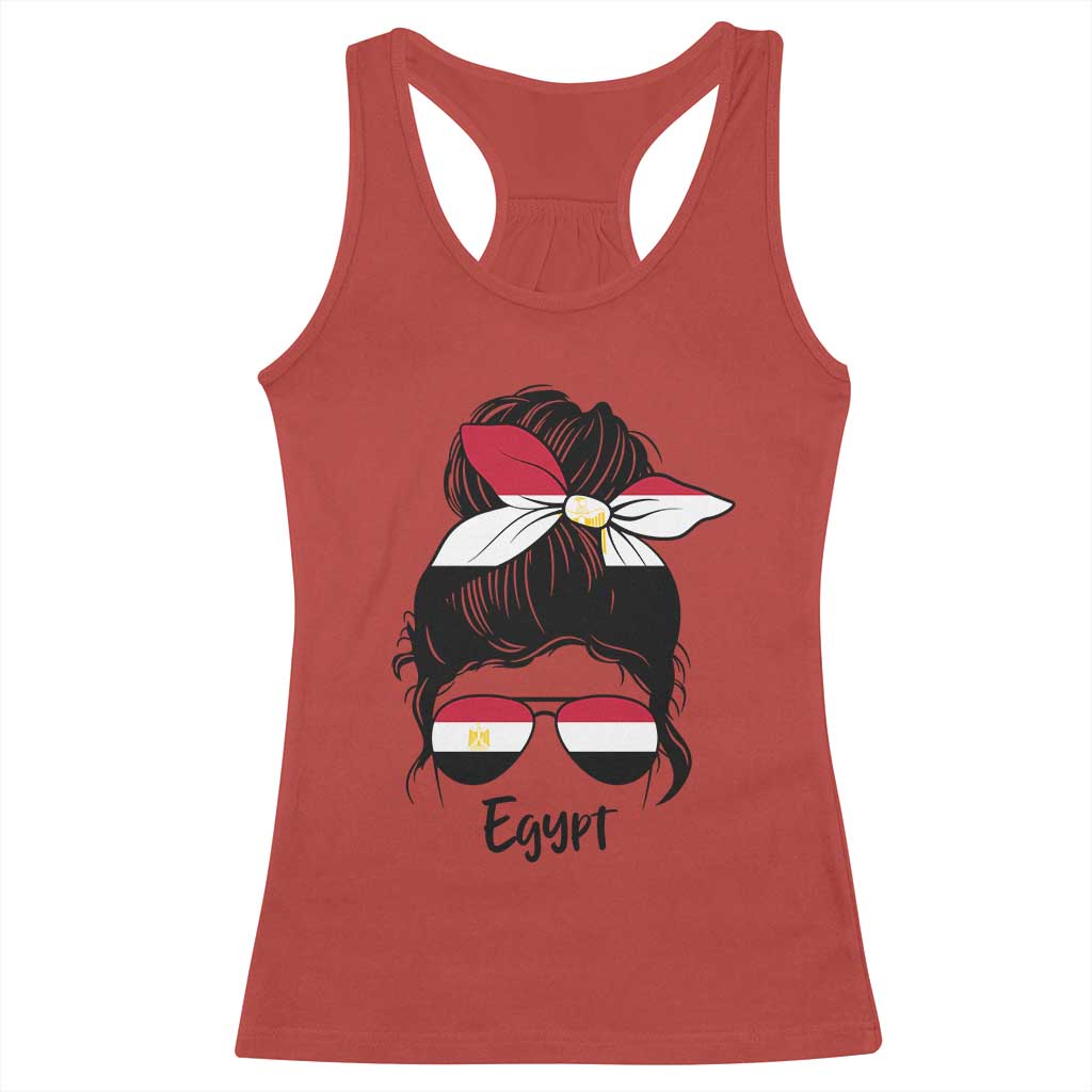 Egyptian Flag Messy Bun Girl Racerback Tank Top Patriotic Egypt Women