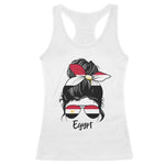 Egyptian Flag Messy Bun Girl Racerback Tank Top Patriotic Egypt Women